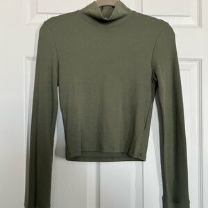 American Eagle Olive Green Ribbed Long Sleeve Turtleneck